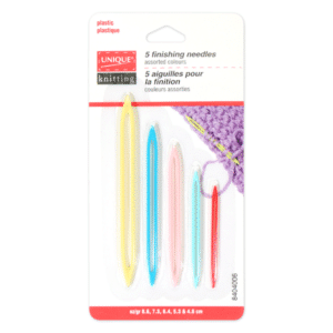 a package of 5 colourful finishing needles